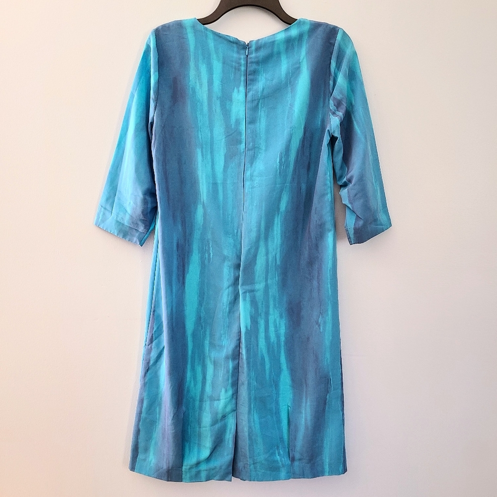 EUC Simply Vera Wang Light Blue Purple Watercolor Blend Design Shift Dress Sz 6 - Picture 5 of 5